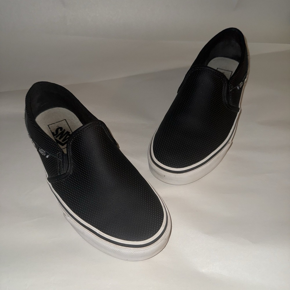 Vans Asher Skateboard Sneakers Women's Black White Mesh Slip-On Low Top - 7.5